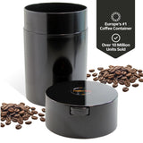 1LB Patented Airtight Multi-use Vacuum Works as Smell Proof Ground Coffee Bean Containers. Black Cap and Body, 1.85-Liter/1.6-Quart