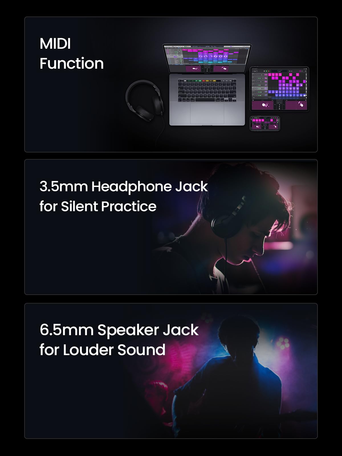 AeroBand Guitar Smart Guitar With Silicone Strings, Travel Silent Guitar With Detachable Fretboard, Headphone Jack, Built-in Speaker and Drum system, Aeroband APP Play, MIDI Guitar (With Bag)