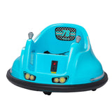 Flybar 6V Blue Glow Bumper Car for Kids – LED Ride-On Toy with 360° Spin, Rechargeable Battery, and Soft Rubber Bumpers – Safe Indoor Fun for Toddlers Ages 1.5+, Up to 66 lbs