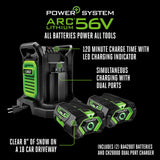 EGO Power+ SNT2112 21-Inch 56-Volt Lithium-Ion Cordless Snow Blower with Steel Auger - (2) 5.0Ah Batteries and Dual Port Charger Included, Black