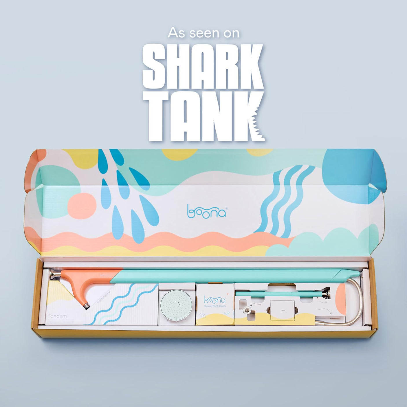 BOONA - The Original Tandem Shower | As Seen On Shark Tank | Double Shower Head for Couples, High Pressure Dual Shower Heads (One Showerhead, Midnight Black)