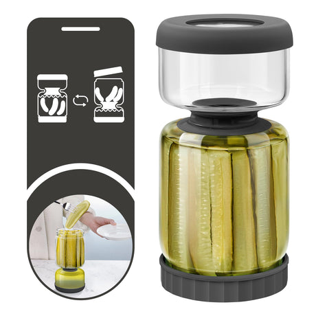 WhiteRhino Pickle Jar with Strainer Flip,34oz Pickle Container Pickle and Olive Hourglass Jar,Glass Flip Pickle Jar Juice Separator Jar with Airtight Lid for Jalapeno Gherkin