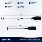 Five Oceans Canoe Paddle - Telescopic Paddle and Hook with Bilge Pump Function, Boat Paddle for Boats - Telescoping from 4.25 Ft. (51-inch) to 5.5 Ft. (66-inch) - FO4718