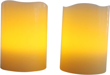 Set of 2 Magic Candles, Blow Them Out Like a Real Candle, or Shake Them to Turn on/Off, Battery Operated Candles, uses 2 AAA Batteries, 3” Dia x 4” Height
