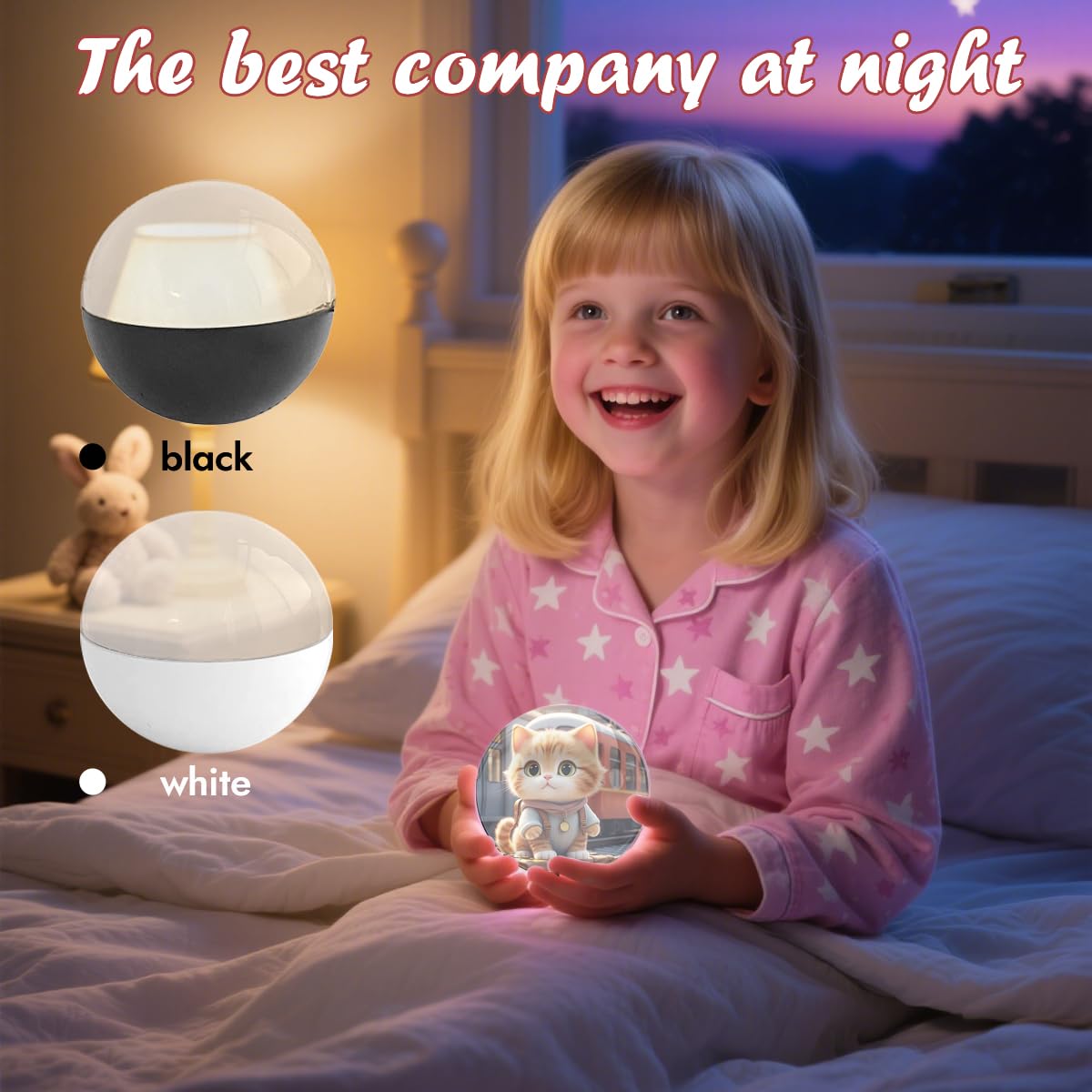 Memory Sphere Lamp - Memory Orb Video Crystal Ball,Ultrasound Baby Heartbeat, Or Family Moments Keepsake USB Rechargeable Led Glass Memory Sphere Gift (White)