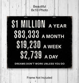 Home Office Motivational Wall Art - Entrepreneur positive Wall Decor - Inspirational Quotes Wall Decor for Men - Millionaire Mindset Poster Hustle Wall Art - Executive Office Decor - Success Wall Art