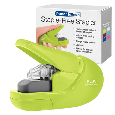 Plus Paper Clinch Compact Staple Free Staple Blue Turquoise