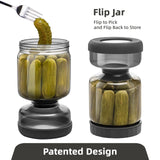 WhiteRhino Pickle Jar with Strainer Flip,34oz Pickle Container Pickle and Olive Hourglass Jar,Glass Flip Pickle Jar Juice Separator Jar with Airtight Lid for Jalapeno Gherkin
