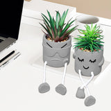 Zerzsy 3pcs Creative Artificial Succulents with Gray Flower Pots, Mini Potted Succulents for Home Office Desk Decor and Gift Choice