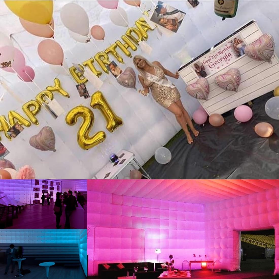 CZGBRO Inflatable Nightclub, 20x16.5x14FT Disco Air Cube Tent, Inflatable Night Club Square Gazebo Event Room Tent House for Event Exhibition Wedding Business/Private Use(White)