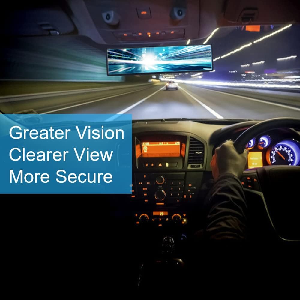 OBTANIM 2 PCS Rearview Mirror 12 Inch HD Glass Anti Glare Clip On Panoramic Wide Angle Car Interior Rear View Mirror Accessories for SUV Trucks (White)