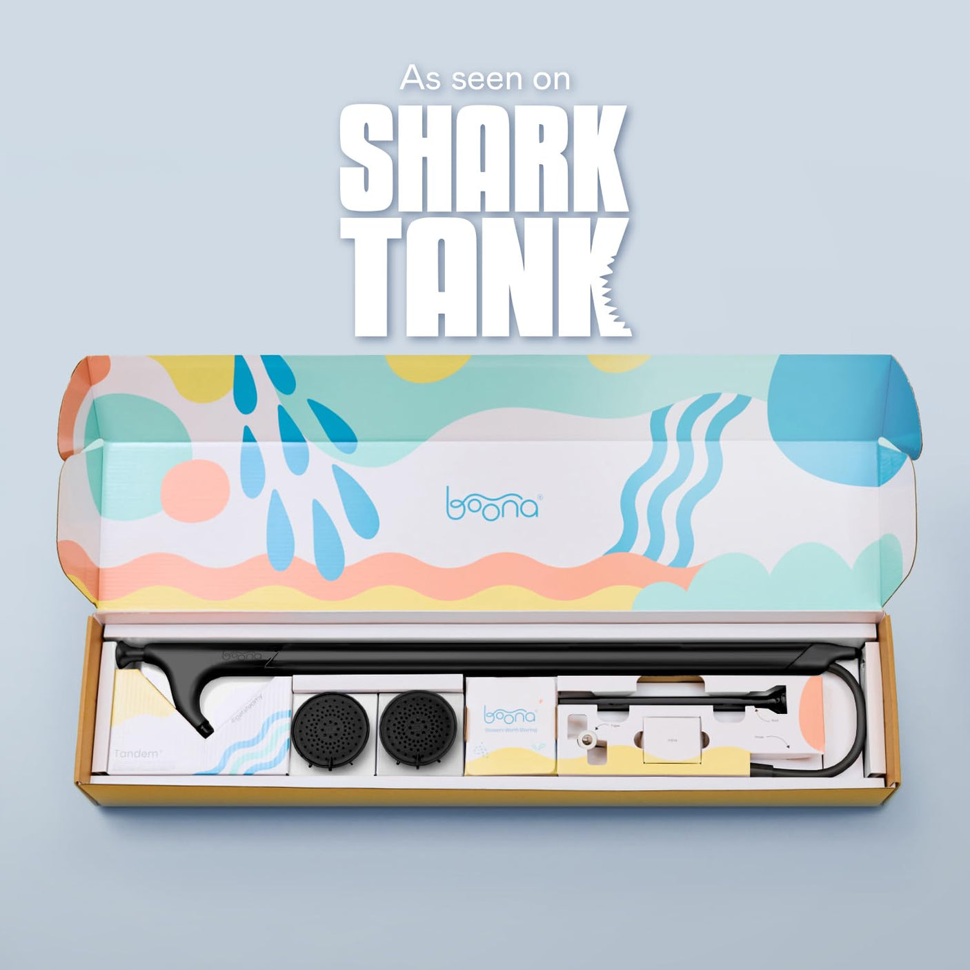 BOONA - The Original Tandem Shower | As Seen On Shark Tank | Double Shower Head for Couples, High Pressure Dual Shower Heads (One Showerhead, Midnight Black)