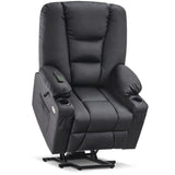 MCombo Power Lift Recliner Chair for Elderly, Lift Chair with Heat and Massage, USB Ports, Cup Holders, Faux Leather 7519 (Medium, Dark Brown)
