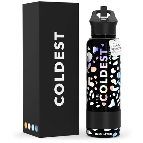 Coldest Insulated Water Bottle with Straw Lid - Stainless Steel Metal Thermos for Men & Women (Matte Black, 32 oz)