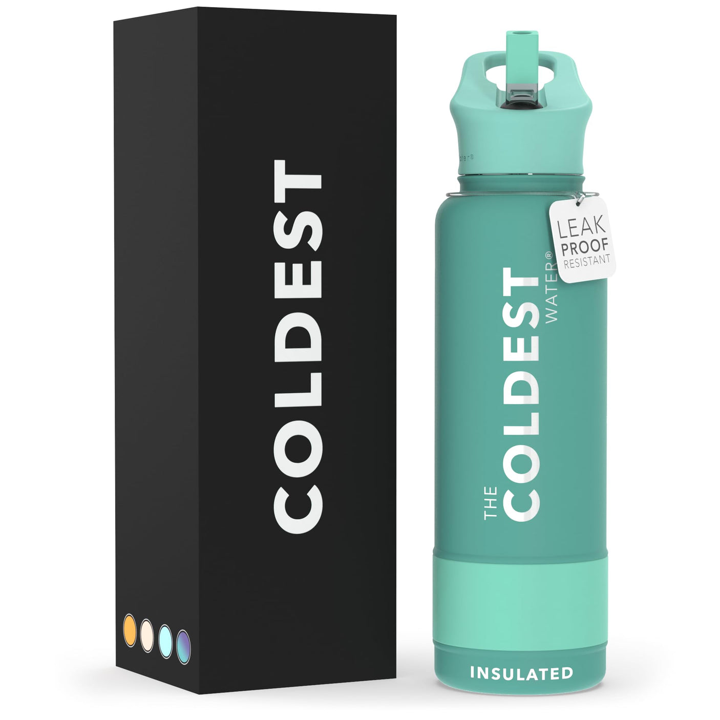 Coldest Insulated Water Bottle with Straw Lid - Stainless Steel Metal Thermos for Men & Women (Matte Black, 32 oz)