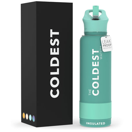 Coldest Insulated Water Bottle with Straw Lid - Stainless Steel Metal Thermos for Men & Women (Matte Black, 32 oz)