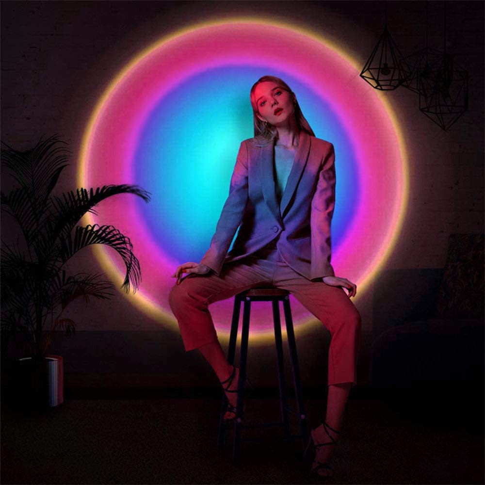 YouOKLight Sunset Lamp, Sunset Projector Lamp 10W LED Sunset Light Night Light 180 Degree Rotation Romantic Rainbow Light USB Charging for Bedroom Party Home Decor, Rainbow…