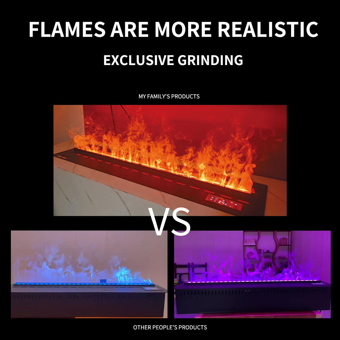 36 inch Water Vapor Fireplace 3D Atomizing Fireplace Recessed Electric Fireplace Remote Control with Timer Touch Simulation Flame Touch Flame Multiple Colors and Flame Adjustment