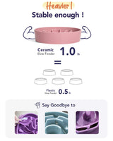 LE TAUCI Dog Bowls Slow Feeder Ceramic, 1.5 Cups Slow Feeding Dog Bowl Small Medium Breed, Puppy Slow Feeder Bowl for Fast Eater, Dog Dishes to Slow Down Eating, Puzzle Dog Food Bowl, Maze Purple