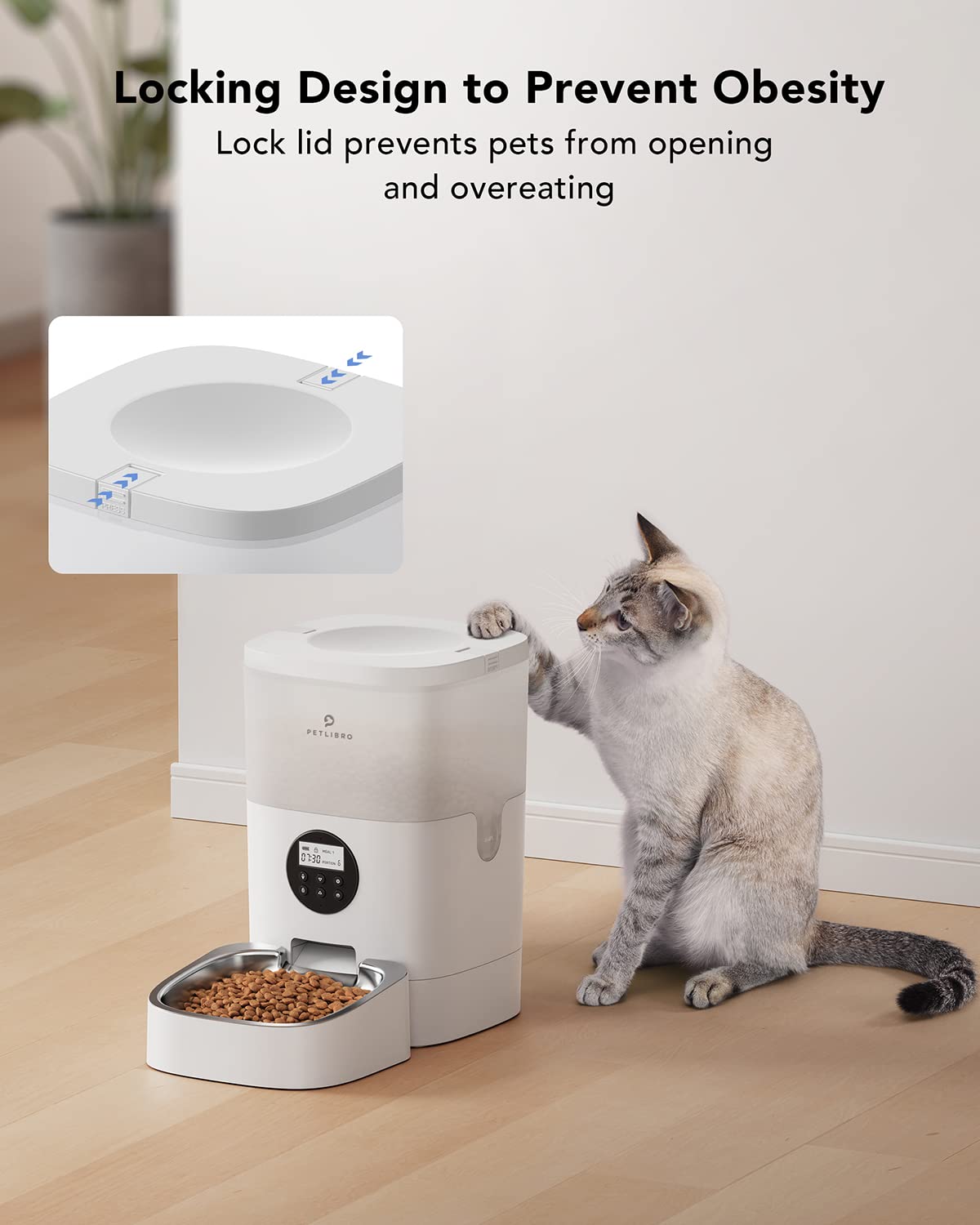 PETLIBRO Automatic Dog Feeder, 6L Dog Food Dispenser with Timer Interactive Voice Recorder, Auto Dog Feeder with Desiccant Bag 1-4 Meals Dry Food, Black Transparent