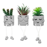 Zerzsy 3pcs Creative Artificial Succulents with Gray Flower Pots, Mini Potted Succulents for Home Office Desk Decor and Gift Choice