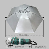 NEW-Vi Fishing Umbrella Hat Folding Adjustable Sun Rain Cap, 37.4”Oversize Hands Free Umbrellas, 7-Ribs Anti-UV Waterproof Headwear for Fishing Gardening Golf Sunshade Outdoor