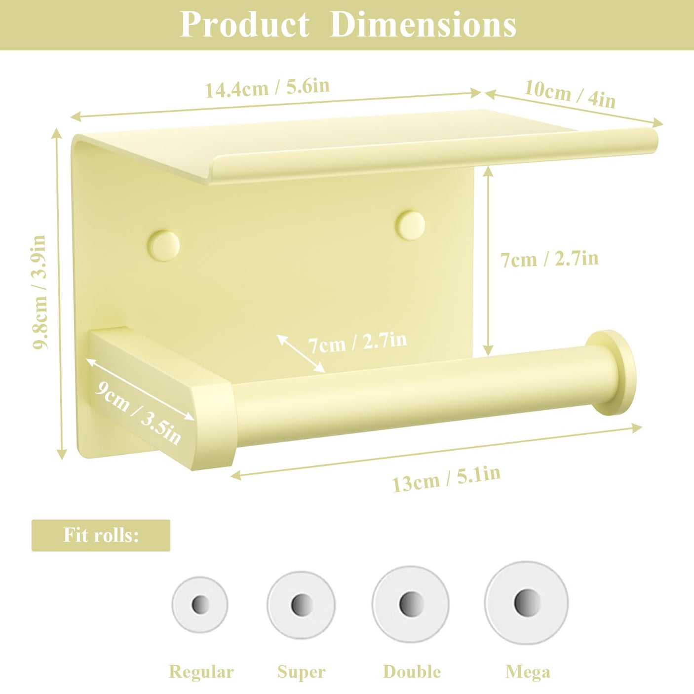 Tindbea Toilet Paper Holder with Phone Shelf, Adhesive or Screw Wall Mount Toilet Tissue Roll Holder, Rustproof & Multifunctional Stainless Steel Bathroom Storage Dispenser (Brushed Nickel)