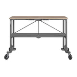 COSCO SmartFold Butcher Block Portable Workbench / Folding Utility Table (Hardwood Top, 700LB Total Weight Capacity, Locking Casters, Gray Steel Frame, 1 Pack)
