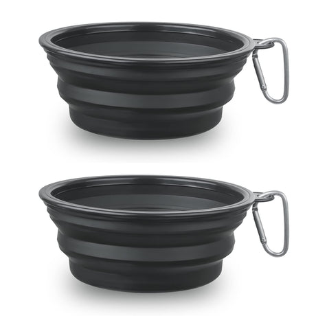 Dog Bowl Pet Collapsible Bowls, 2 Pack for Cats Dogs, Portable Pet Feeding Watering Dish for Walking Parking Traveling with 2 Carabiners (Small, Blue+Green)