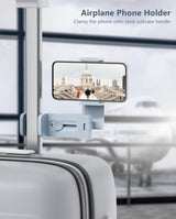 MiiKARE Airplane Travel Essentials Phone Holder, Universal Handsfree Phone Mount for Flying with 360 Degree Rotation, Accessory for Airplane, Travel Must Haves Phone Stand for Desk, Tray Table
