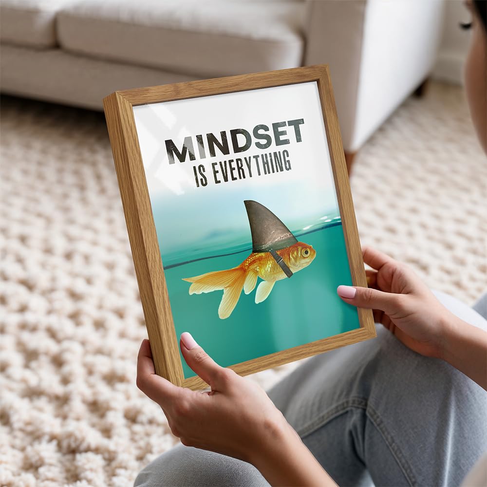 Motivational Wall Art Posters for Home, Office - Mindset is Everything - LARGE 11X14 - Inspirational Gifts for Men, Students - Entrepreneur Wall Art Decor - Uplifting Self-Improvement Positive Quotes