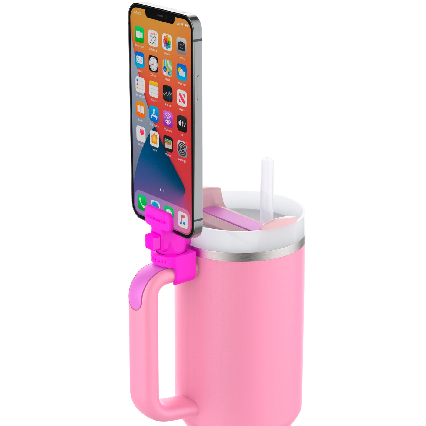 HydraClip Phone Attachment - Watch, Carry, Record, & Stay Organized, Use as Phone Stand or Tripod, Hands Free Detachable, Stanley Cup Accessories, Spring Loaded Secure Grip (Black)