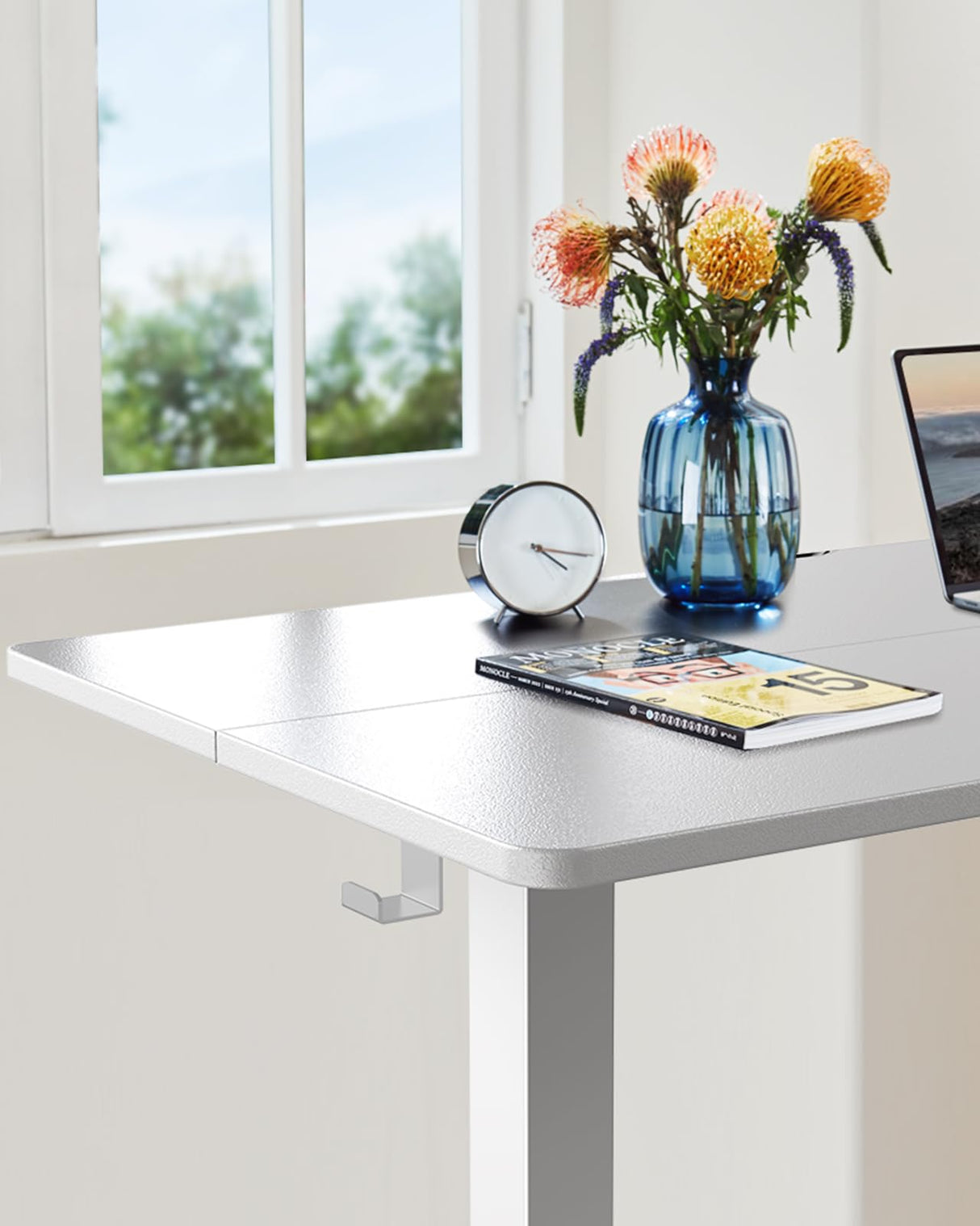 ErGear Height Adjustable Electric Standing Desk, 55 x 28 Inches Sit Stand up Desk, Large Memory Computer Home Office Desk with Two-Piece Desktop (Black)