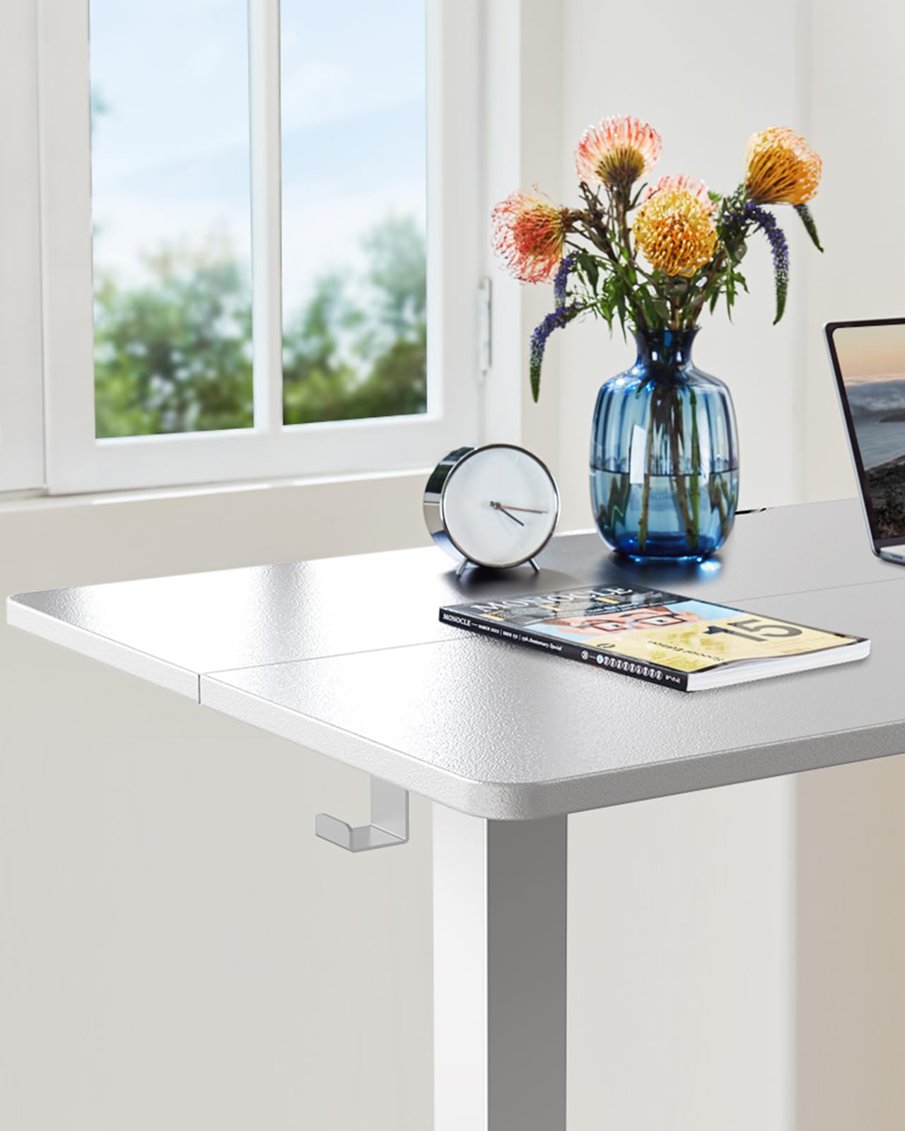 ErGear Height Adjustable Electric Standing Desk, 55 x 28 Inches Sit Stand up Desk, Large Memory Computer Home Office Desk with Two-Piece Desktop (Black)