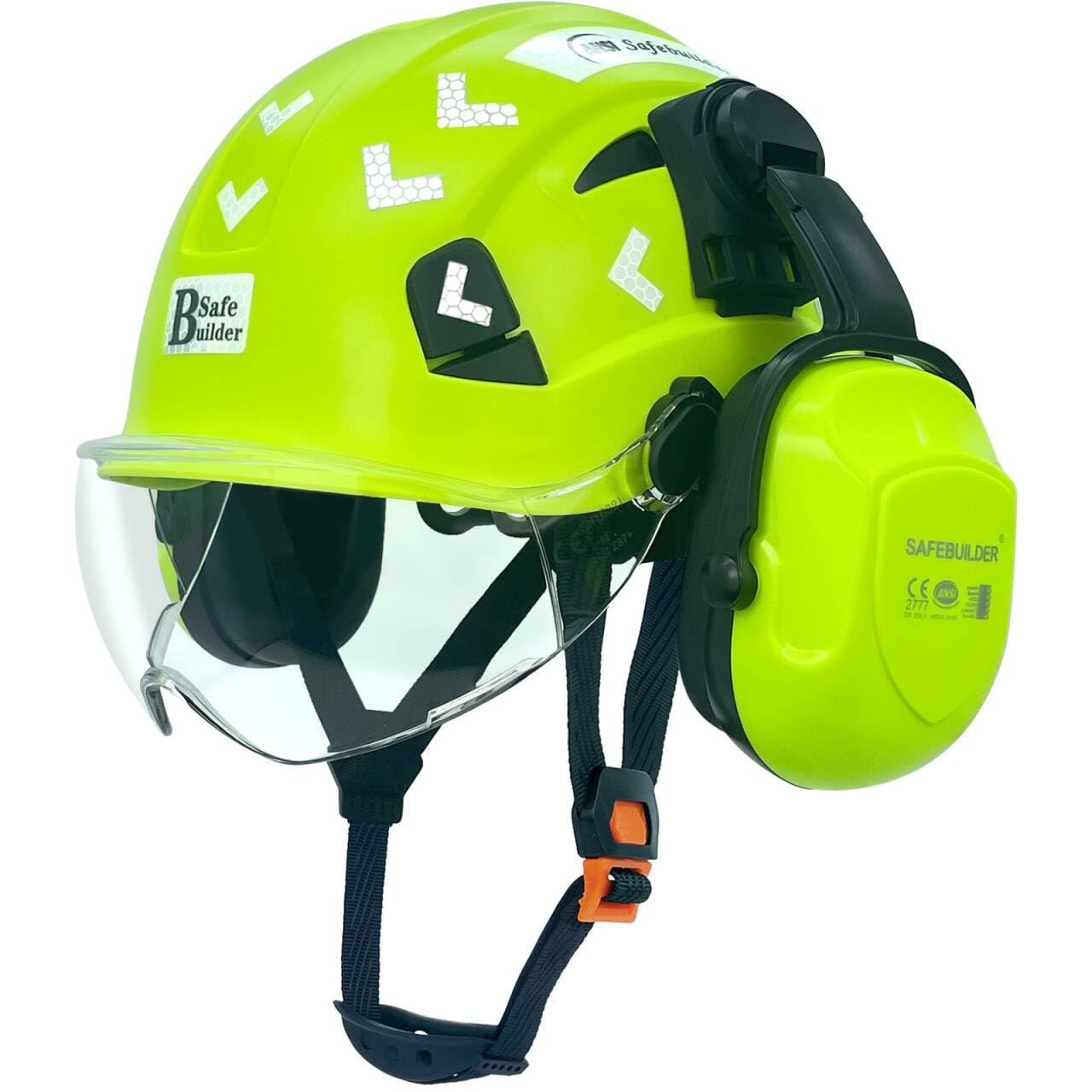 Industrial Safety Helmet with Visor Ear Muffs Hard Hat with Visor Vented Hardhats Construction Work Head Protection ANSI