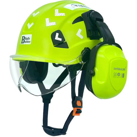 Industrial Safety Helmet with Visor Ear Muffs Hard Hat with Visor Vented Hardhats Construction Work Head Protection ANSI