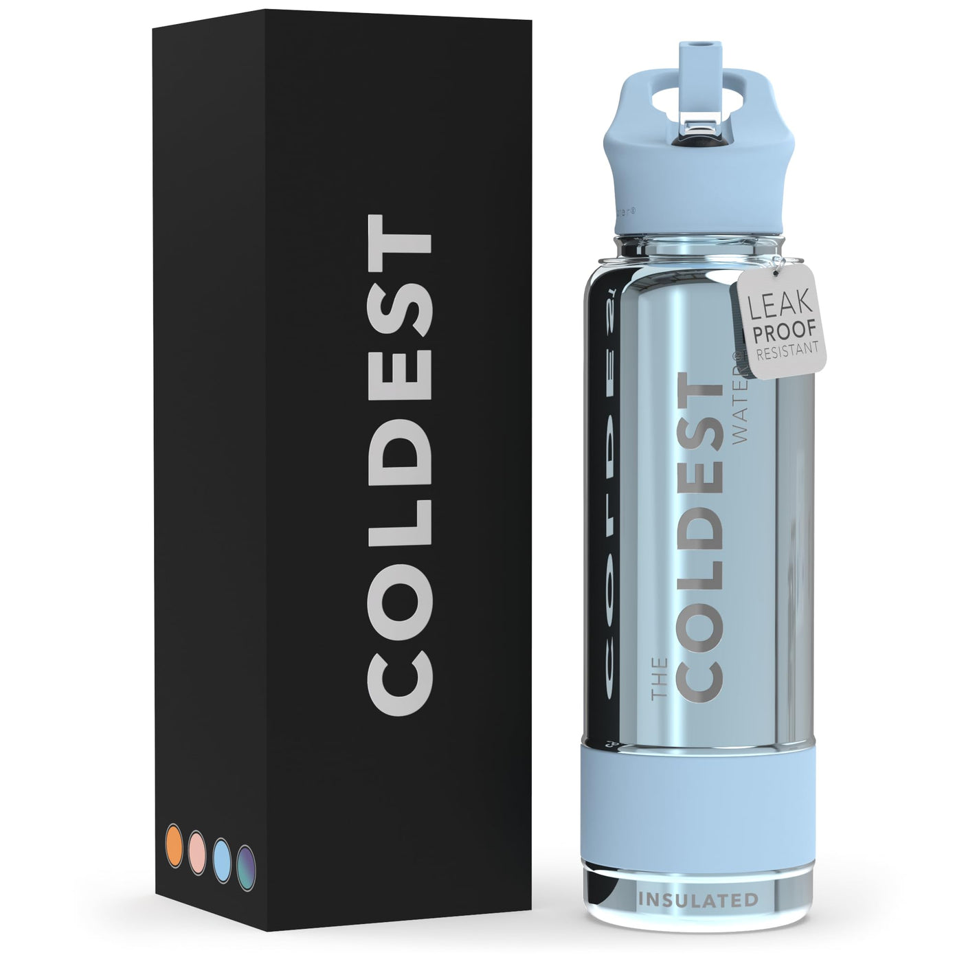 Coldest Insulated Water Bottle with Straw Lid - Stainless Steel Metal Thermos for Men & Women (Matte Black, 32 oz)
