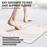 Stone Bath Mat, Diatomaceous Earth Shower Mat, Non-Slip Super Absorbent Quick Drying Bathroom Floor Mat, Natural, Easy to Clean (23.6 x 15.35 Darkgrey)