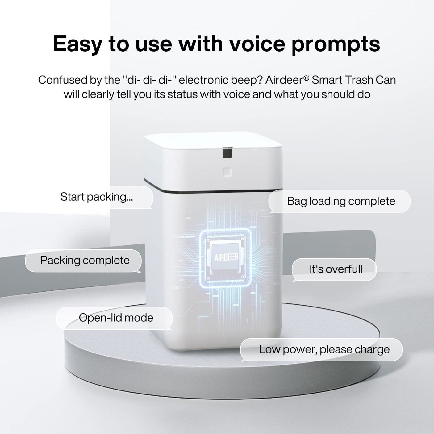Automatic Trash Can, 4 Gallon Self Sealing and Self-Changing Smart Trash Can, Motion Sensor, Touchless Garbage can with lid for Kitchen Bathroom Bedroom Office, 6 Refill Rings(A1, White)