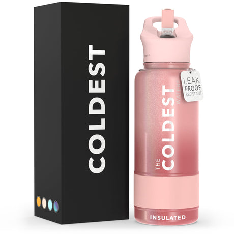 Coldest Insulated Water Bottle with Straw Lid - Stainless Steel Metal Thermos for Men & Women (Matte Black, 32 oz)