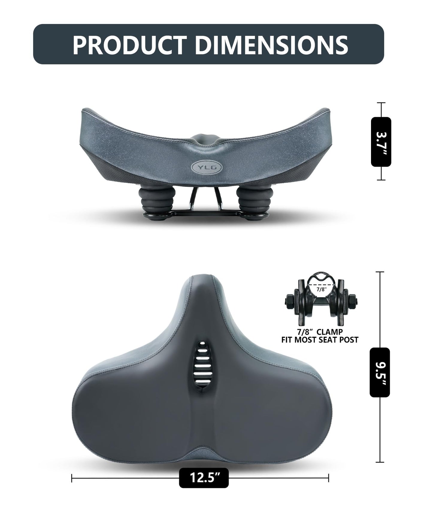 YLG Oversized Comfort Bike Seat Comfortable Replacement Bike Saddle Memory Foam Soft Bike Saddle Waterproof Universal Fit Bicycle Seat for Women Men