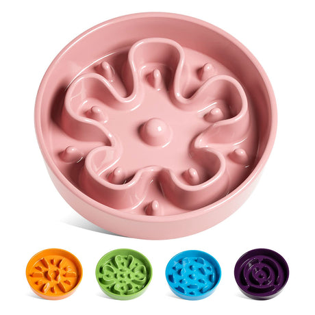 LE TAUCI Dog Bowls Slow Feeder Ceramic, 1.5 Cups Slow Feeding Dog Bowl Small Medium Breed, Puppy Slow Feeder Bowl for Fast Eater, Dog Dishes to Slow Down Eating, Puzzle Dog Food Bowl, Maze Purple
