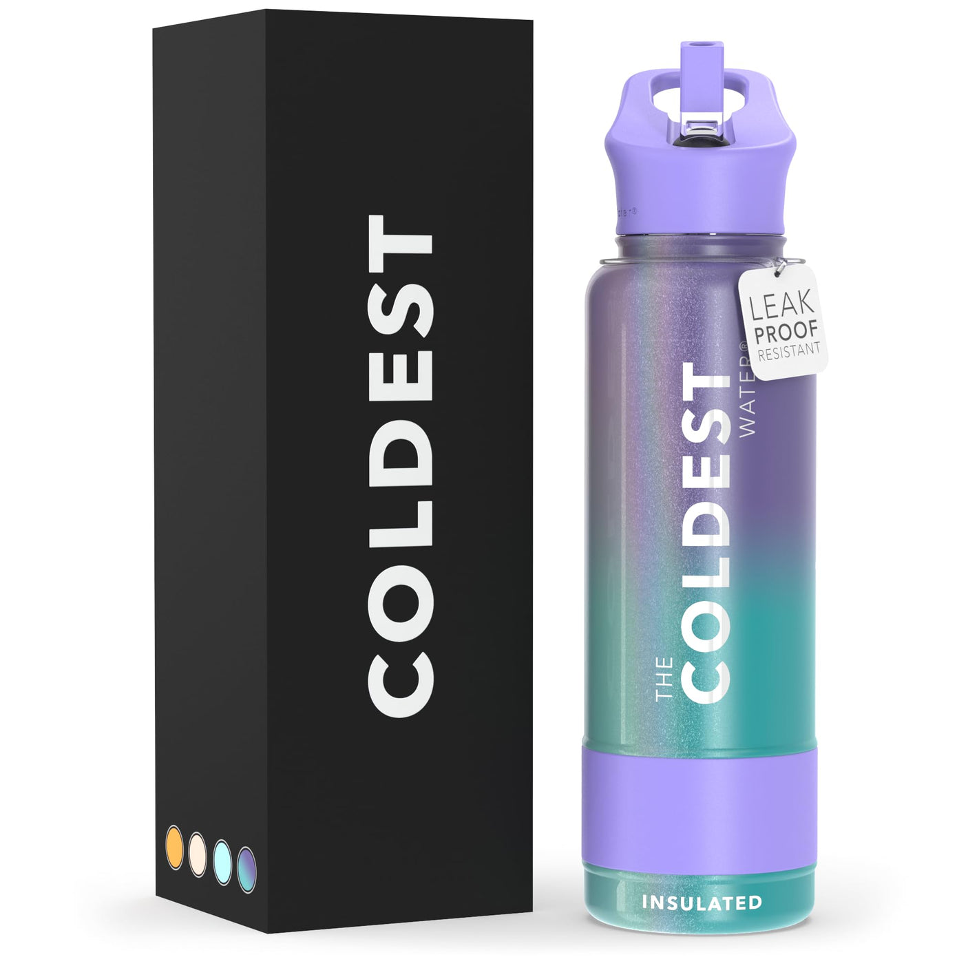 Coldest Insulated Water Bottle with Straw Lid - Stainless Steel Metal Thermos for Men & Women (Matte Black, 32 oz)