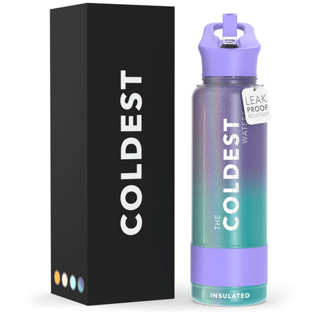 Coldest Insulated Water Bottle with Straw Lid - Stainless Steel Metal Thermos for Men & Women (Matte Black, 32 oz)