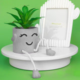 Zerzsy 3pcs Creative Artificial Succulents with Gray Flower Pots, Mini Potted Succulents for Home Office Desk Decor and Gift Choice