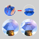 NEW-Vi Fishing Umbrella Hat Folding Adjustable Sun Rain Cap, 37.4”Oversize Hands Free Umbrellas, 7-Ribs Anti-UV Waterproof Headwear for Fishing Gardening Golf Sunshade Outdoor