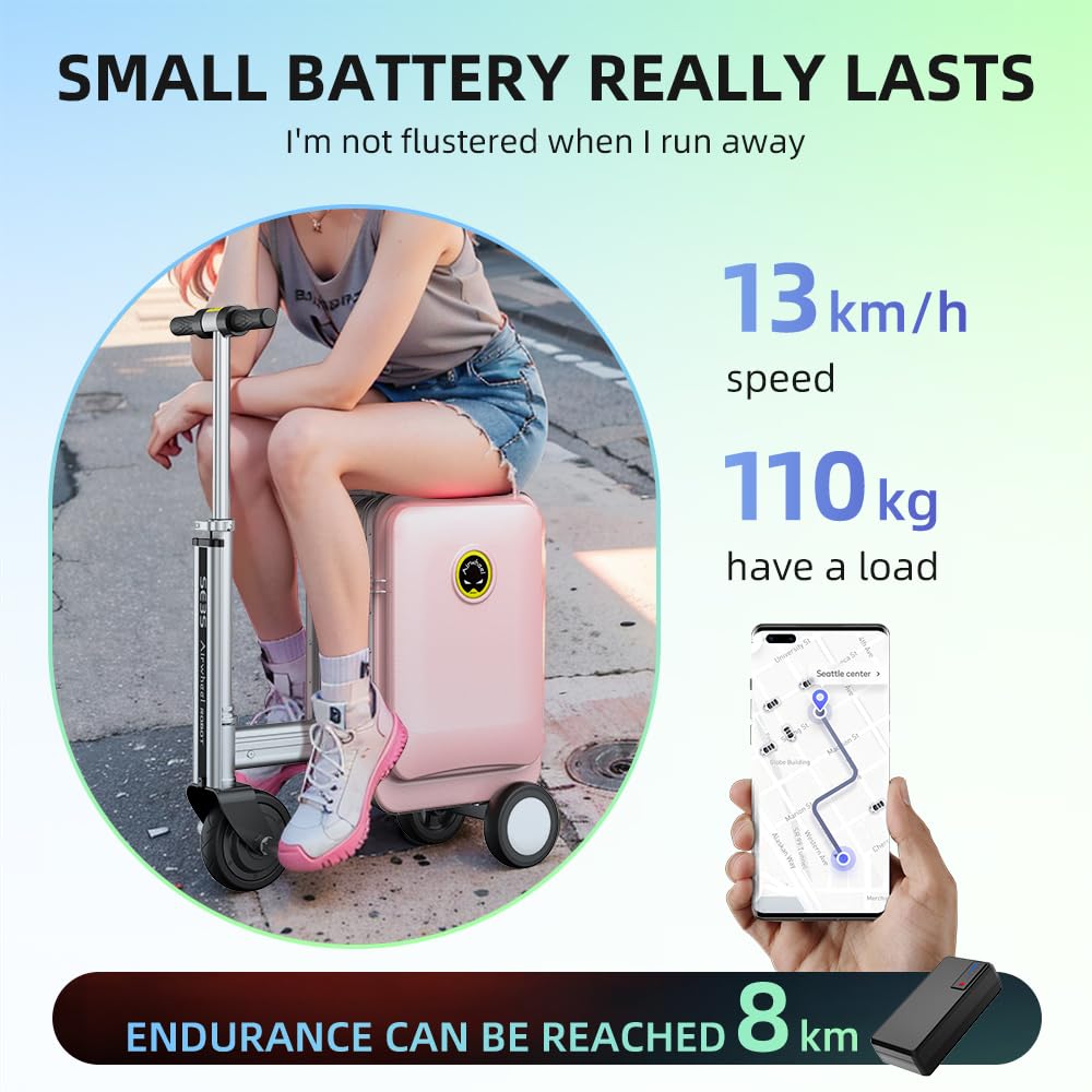 SE3S Smart Rideable Suitcase Electric Luggage Scooter For Travel (black)