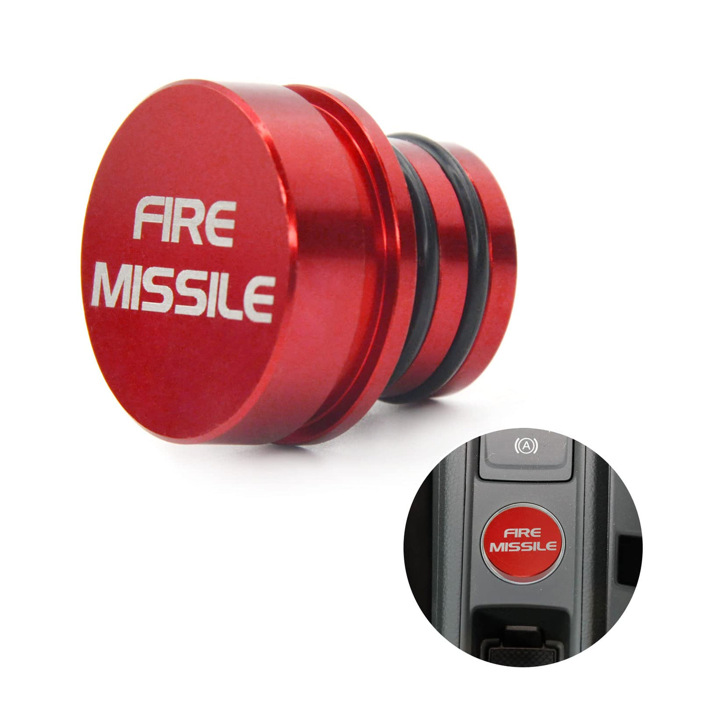 FIRE Missile+Eject Billet Aluminum Cigarette Lighter Plug Cover - Fits All Vehicles with Standard 12 Volt Power Source