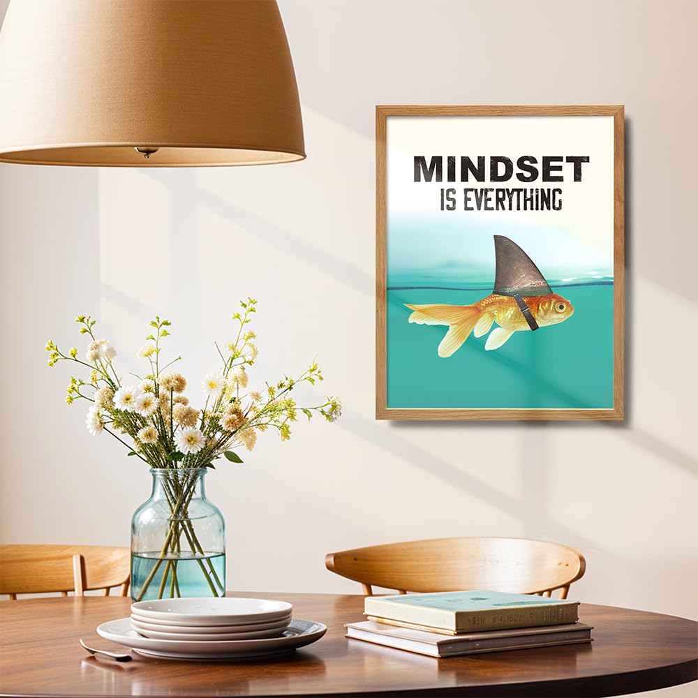 Motivational Wall Art Posters for Home, Office - Mindset is Everything - LARGE 11X14 - Inspirational Gifts for Men, Students - Entrepreneur Wall Art Decor - Uplifting Self-Improvement Positive Quotes