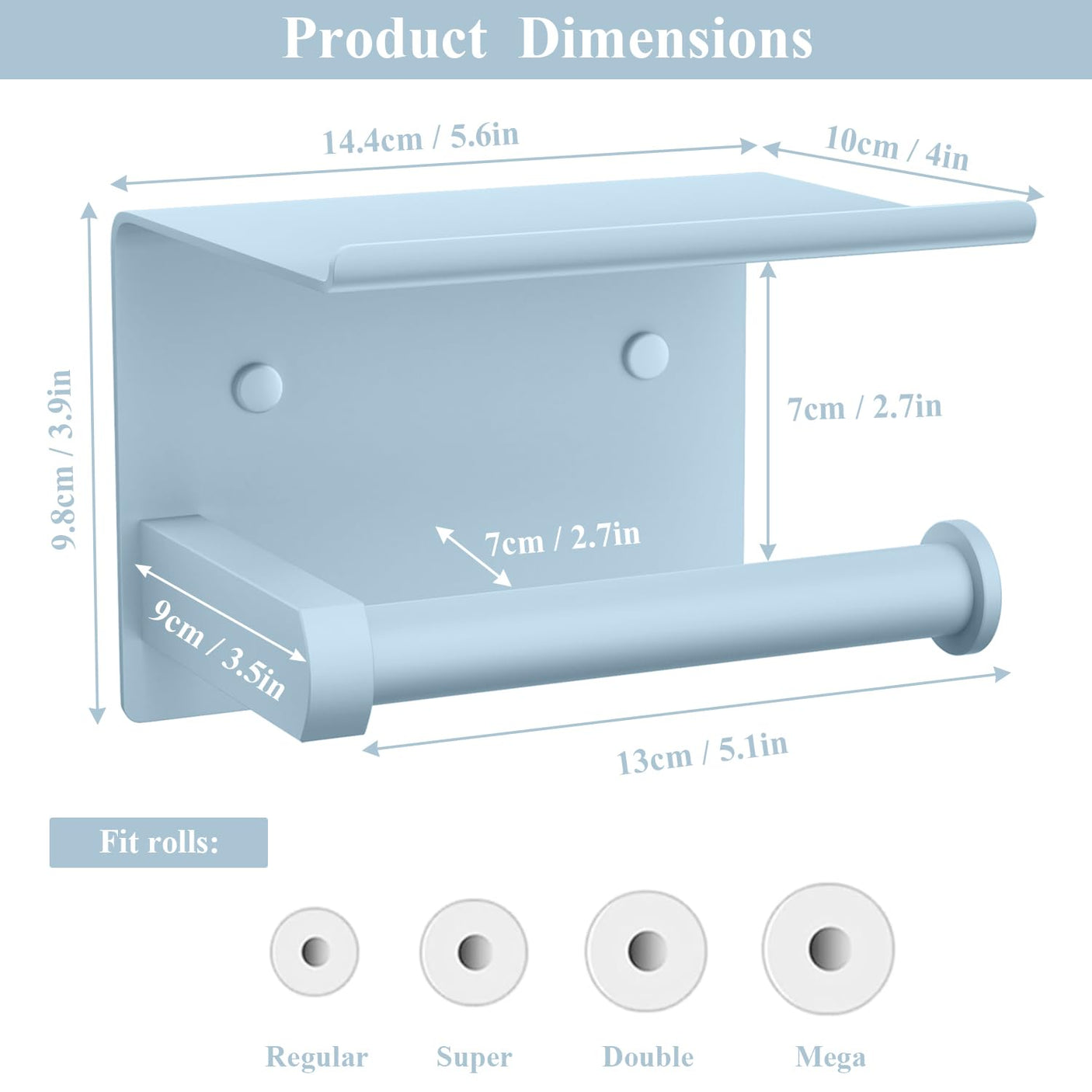 Tindbea Toilet Paper Holder with Phone Shelf, Adhesive or Screw Wall Mount Toilet Tissue Roll Holder, Rustproof & Multifunctional Stainless Steel Bathroom Storage Dispenser (Brushed Nickel)